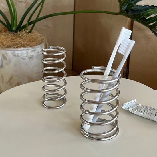 2 Teiliger Zahnbürstenhalter, Badezimmer Organizer Für Zahnpasta Und Zahnbürsten, Metall Aufbewahrungsständer Fürs Badezimmer, Platzsparendes Des