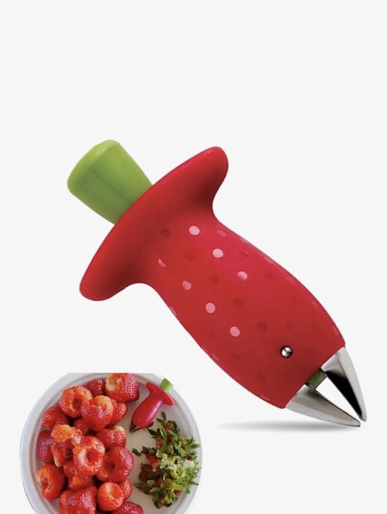 Erdbeer Und Tomatenentkerner Stielentferner Aus Edelstahl Mit Komfortgriff Praktischer Küchenhelfer Für Erdbeeren, Tomaten Und Gemüse 9,6 Cm Rot