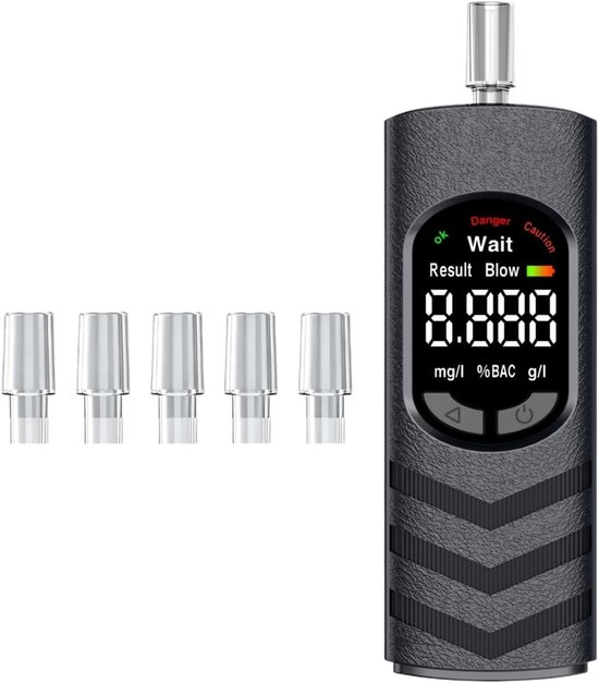 Digitales Alkoholtestgerät Mit 5 Mundstücken Wiederaufladbares Taschengerät Alkoholtestgerät Mit Lcd Bildschirm Alkoholtest Für Die Verkehrssiche