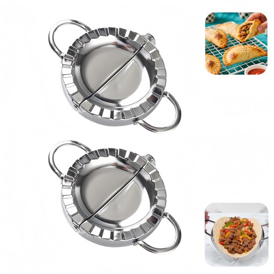 2 Teilig Edelstahl Teigtaschenform Einfache Teigpresse Und Ausstecher Kuchenform Werkzeug Teigtaschenformer Teigtaschenpresse Küchenzubehör 13,6