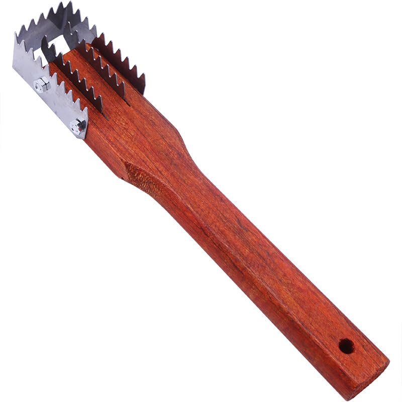27 Cm Fischschuppenbürste Mit Gezahnten Edelstahlklingen, Fischschuppenbürste, Küchenhelfer, Fischschaber Mit Holzgriff