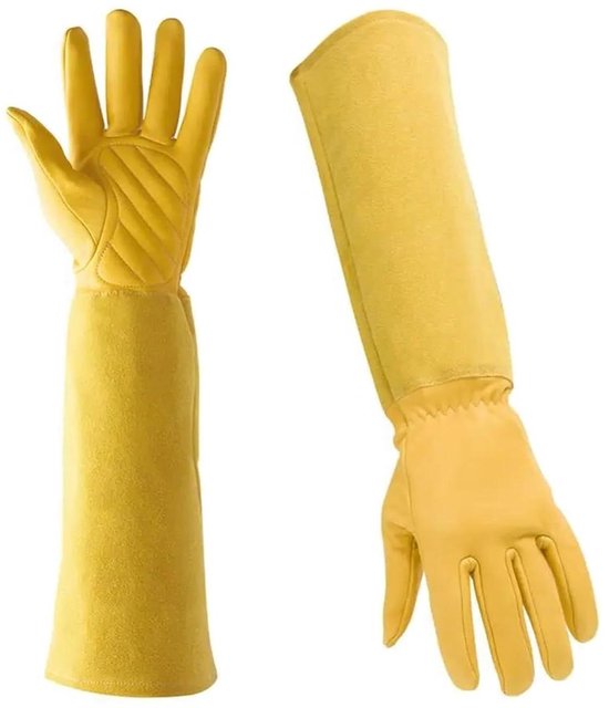 Gartenhandschuhe Langärmlig Schützende Arbeitshandschuhe Atmungsaktiv Und Flexibel 45 Cm Länge Gelb