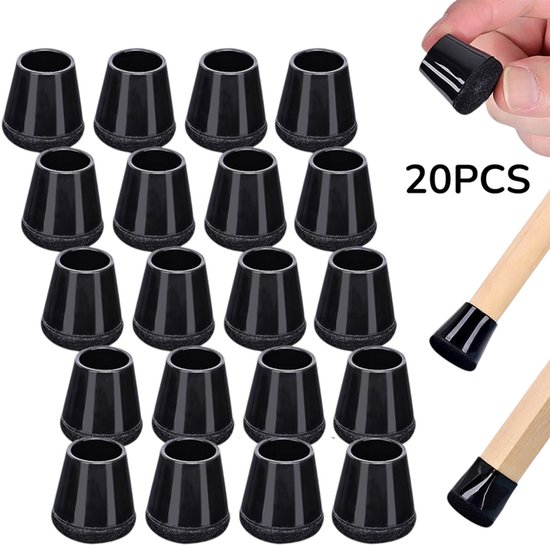 Stuhlbeinschoner, 20 Stück, Silikon Bodenschoner, Klein ( Für Einen Durchmesser Von 1,9 2,3 Cm), Schwarz, Runde Gummifilzpads, Kratzfest Und Scha