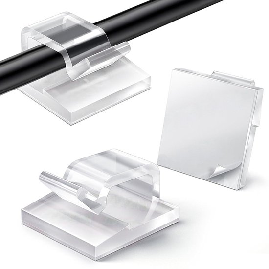 50 Selbstklebende Kabelclips Transparent