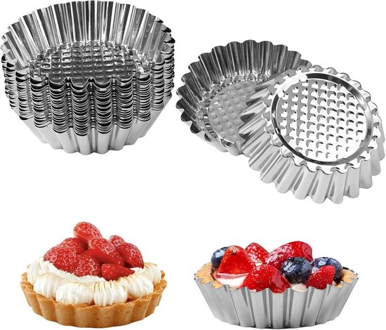 20 Mini Kuchenformen Aus Edelstahl, Antihaftbeschichtet, Wiederverwendbar