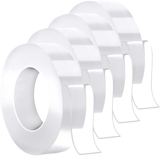 4 Rollen Extra Starkes Doppelseitiges Klebeband Nanotransparent Waschbar Multifunktional Rückstandsfrei Für Zuhause Und Büro