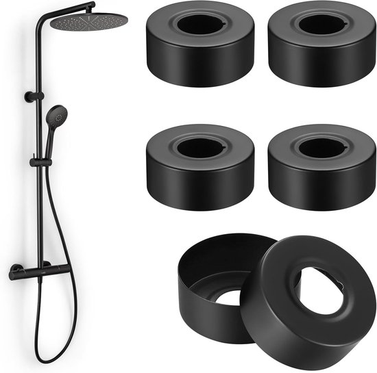 6x Schwarze, Dekorative Edelstahl Abdeckrosetten Für Rohrdurchführungen Ø 25 Mm
