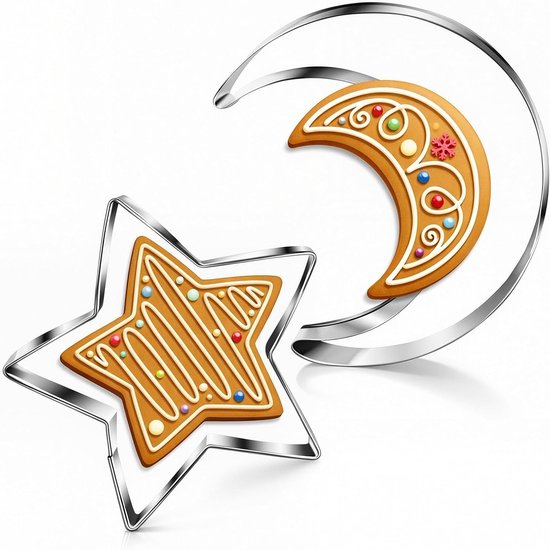 Stern Und Mond Ausstechformen Aus Edelstahl Für Sandwiches, Fondant Und Donuts 2er Set Für Ein Leckeres Kinderfrühstück