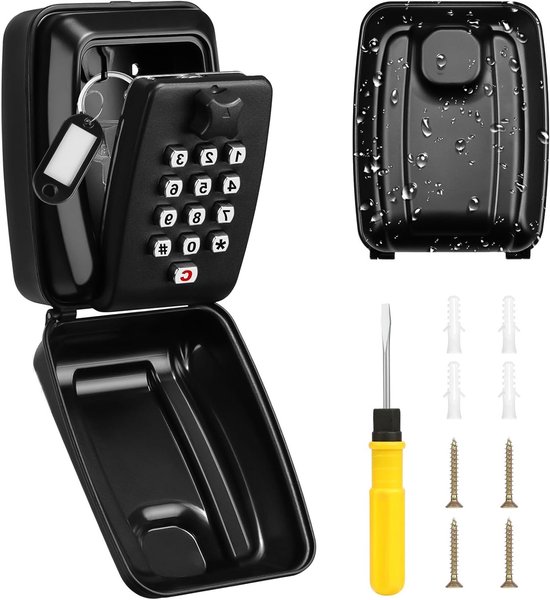 Sicherer, Wandmontierter Schlüsseltresor, Wasserdichter 12 Stelliger Zahlencode Tresor Für Den Außenbereich, Für Zuhause, Garage Und Büro