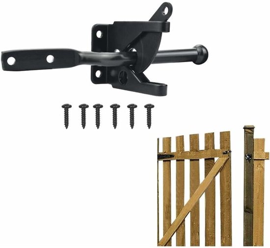 Für Edelstahl Torriegel, Automatischer Schwerkrafthebel, Automatischer Schwarzer Torriegel Mit Schrauben Für Holztore Und Zäune, Guazhuni