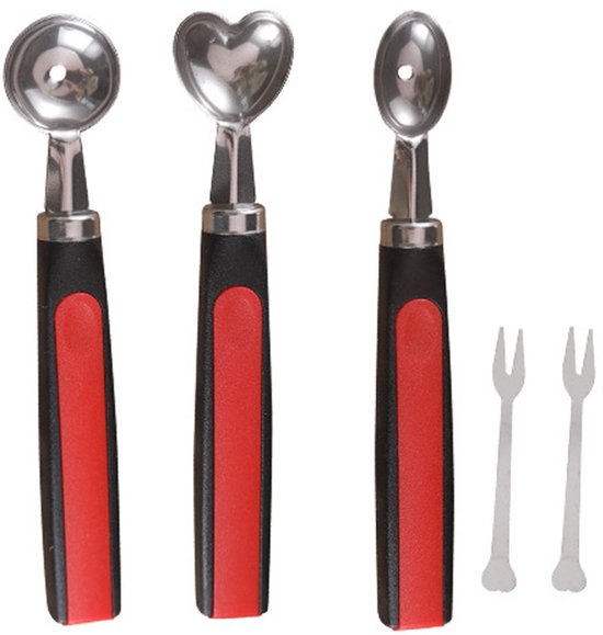 3 Melonenausstecher Aus Edelstahl Melonenschneider Obstwerkzeug Diy Obstschneider 17 Cm Rot