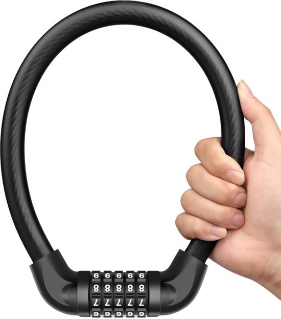 Fahrradschloss Zahlenschloss Sichern Sie Ihr Fahrrad 5 Stelliger Code 17,7 Mm Dick Schwarz
