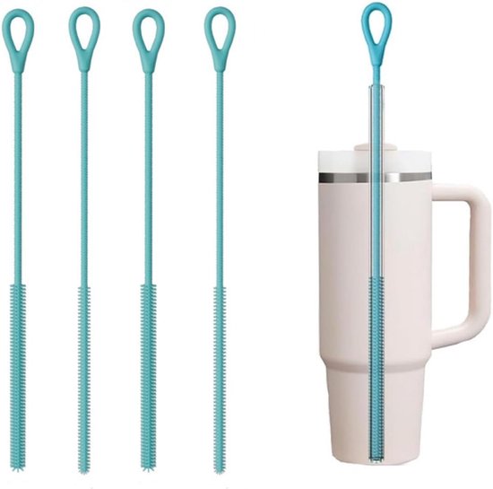 4er Pack Silikon Reinigungsbürsten Für Strohhalme 25 Cm Lange Flexible Bürste Für Metall Und Glasstrohhalme Seeblau (kombination Aus 6 Mm + 9 Mm)