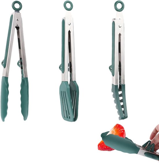 3er Set Verriegelbare Universal Küchenzangen Aus Silikon, 27 Cm Hitzebeständige Fleischzange, Grillzange Mit Rutschfestem Silikongriff Zum Grille