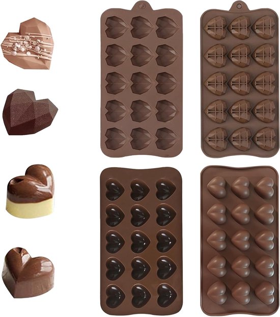 Silikon Schokoladenformen In Herzform, 2 Stück, Antihaftbeschichtet, Für Kuchen, Mousse Und Eiswürfel