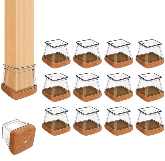 12 Teiliges Stuhlbein Schutzset Silikon Stuhlbeinschoner Quadratische Silikon Stuhlbeinschoner Stuhlbeinüberzüge Schützt Böden Kratzfestes Filzma