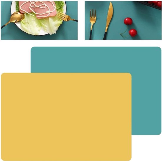 Silikon Platzsets Grün Und Gelb 40 X 30 Cm 4er Set
