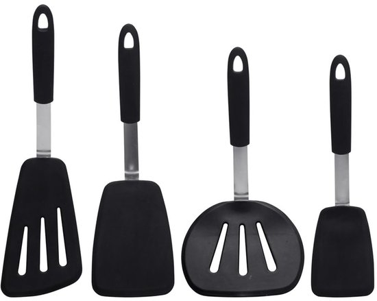 4 Teiliges Spatelset Küchenhelfer Aus Federstahl Silikonspatel Antihaftbeschichtete Silikon Küchenhelfer Für Beschichtete Pfannen, Omeletts, Stea