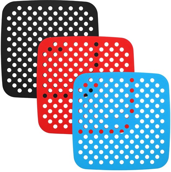 Airfryer Matten, Silikon Airfryer Einlagen, 19 Cm, Wiederverwendbare Silikonmatte, Quadratische Antihaftbeschichtung, Innenauskleidung, Matte (sc