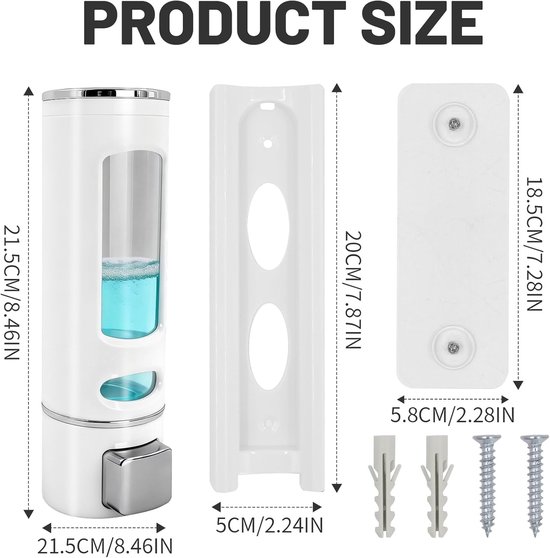 Wandseifenspender Weiß Einzelkammer Nachfüllbar Hängende Seifenpumpe Für Dusche Und Badezimmer Modernes Design 400 Ml
