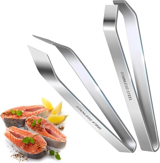 Fischgrätenpinzette – Gründliche Fischzubereitung – Gründliche Fischzubereitung – Flache, Abgewinkelte Spitzen – 2 Stück – Edelstahl