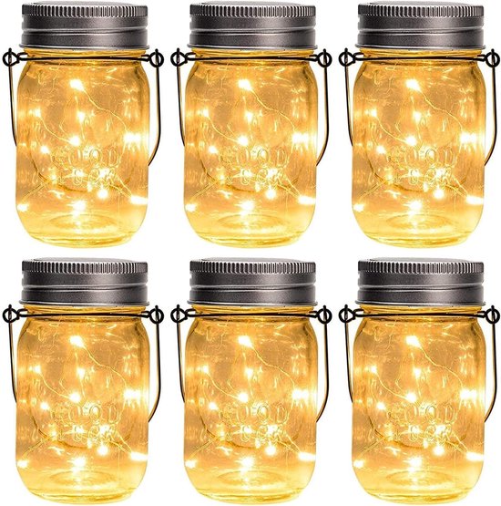Hängende Solarlaternen Mit 20 Leds Im Einmachglas Design Wasserdicht Inklusive Aufhänger Und Übertöpfe Dekoration Für Garten, Balkon Und Hochzeit