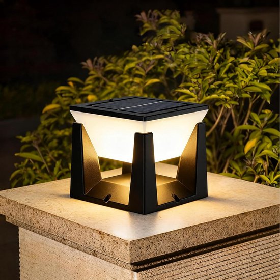 Solarbetriebene Pfostenleuchte, Led Solar Pfostenleuchte Für Den Außenbereich, Wasserdichte Gartenwegleuchte, Modernes Design, Warmweiß, Für Gart