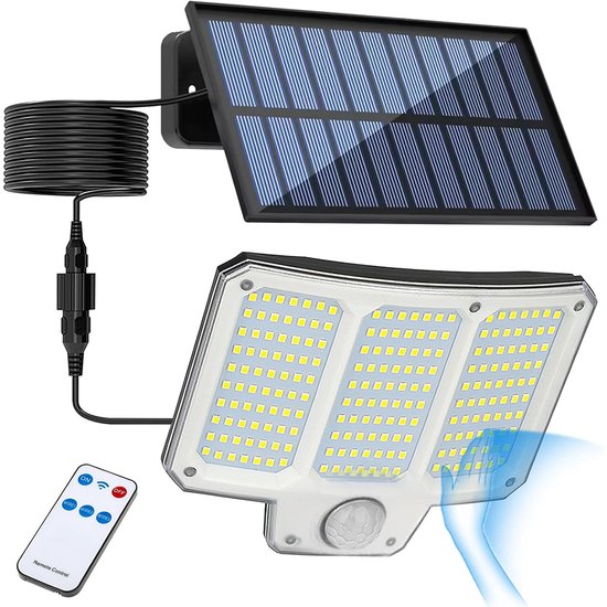 Solar Wandleuchte Für Den Außenbereich 3 Lichtmodi Und Bewegungsmelder Ip65 Wasserdicht 106 Leds Fernbedienung Für Garten, Einfahrt Und Gartenhau