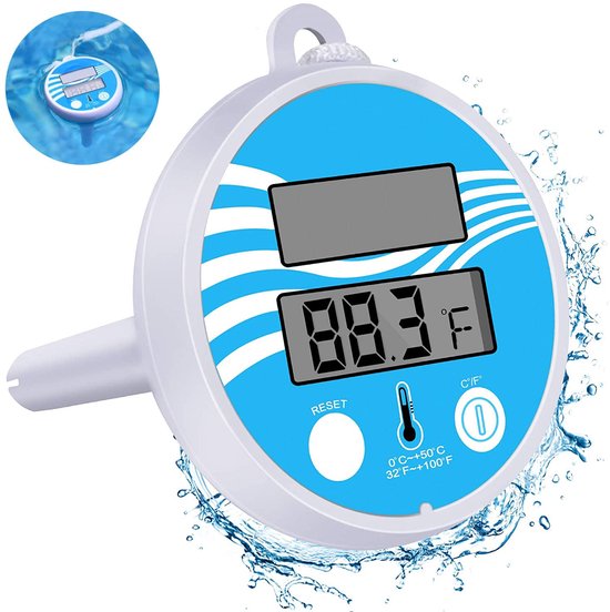Schwimmendes Solarthermometer Für Schwimmbad, Spa, Whirlpool, Aquarium Wasserdicht, Mit Kabel, Digitales Lcd Display.