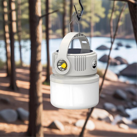 2400 Mah Solar Campinglampe Für Den Außenbereich Tragbar Mit Dualer Ladefunktion (solar/usb C) Starkes Licht Abs Material