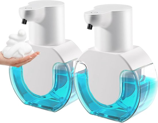 Set Mit 2 Automatischen Schaumseifenspendern, 420 Ml. Kontaktlose Automatische Schaumseifenspender, Wiederaufladbar, Mit Wandmontierbaren Intelli