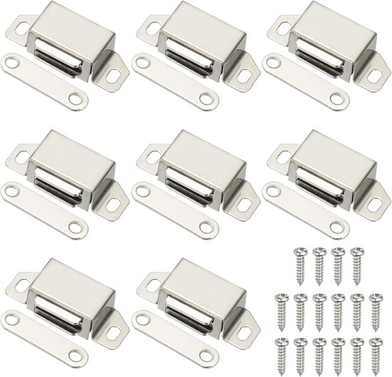 8 Paar Magnetische Schranktürriegel, Inklusive Passender Schrauben Korrosionsbeständig, Feuchtigkeitsbeständig Und Einfach Zu Bedienen. Für Schr
