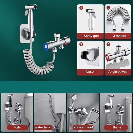 Toiletten Bidet Sprühset, Abs Gewebe Windel Sprühset, Bidet Sprühset Für Toilette, Jet Sprühgerät Für Toilette, Tragbarer 2 M Schlauch, Doppelt V