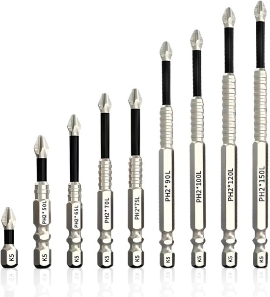 9 Teiliges K5 Schraubendreherbit Set Mit Anti Rutsch Befestigung Magnetische Schraubendreherbits Edelstahl 25 Bis 150 Mm Langlebig Ergonomisch Un