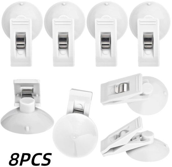 8 Teilig Saugnapfclip Kassenbonclip Kartenclip Multifunktional Aufbewahrungszubehör Für Karten, Duschvorhänge, Werbung, Fotodisplays Weiß 3 X 3,5