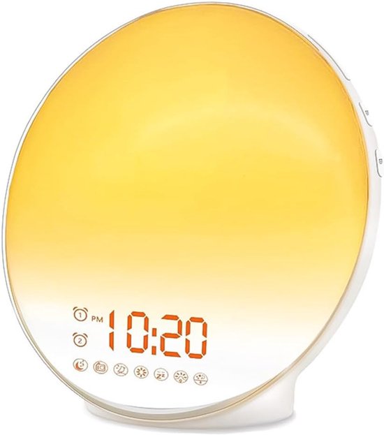 Sonnenaufgangswecker, Wecklicht Mit Sonnenaufgangs /sonnenuntergangssimulation, Doppelwecker, Nachttischlampe, Schlummerfunktion, Fm Radio