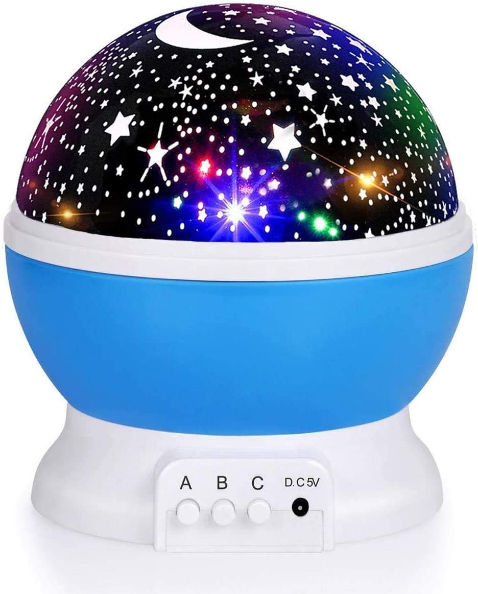 Nachtlicht Für Kinder, Nachtlicht Mit Nebel Und 360°-drehung – 4 Leds, 12-farben-sternenprojektor, Kabelgebunden Mit Usb-kabel