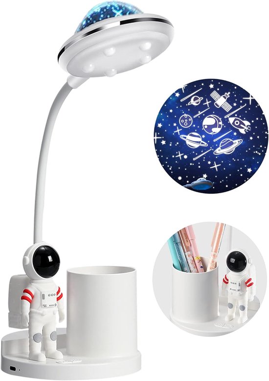 Schreibtischlampe Mit Astronautenmotiv Sternenhimmelprojektor Nachtlicht Mit Sternenhimmelprojektion Augenschonende Leselampe Schreibtischlampe M