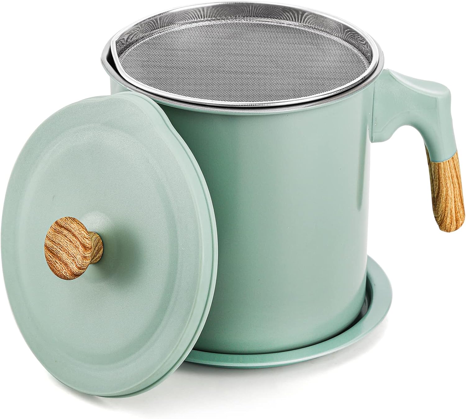 Behälter Für Speckfett Mit Sieb, 1,4 L/48 Oz Edelstahl-küchenölfiltertopf, Grüner Behälter Für Gebrauchtes Speiseöl, Fett Und Frittieröl