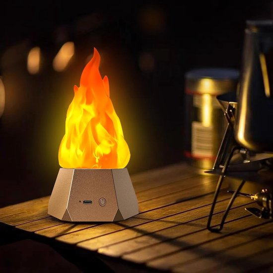 Künstliches Feuer, Wiederaufladbare, Flammenlose Led Beleuchtung Mit Blinkenden Flammen, Für Camping Im Freien, Feiertage, Halloween, Weihnachts