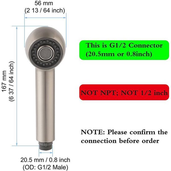 Duschkopf Für Küchenarmatur Küchenarmatur Handbrause Duschkopf 1/2" Anschluss 2 Strahlarten 16,7 X 5,6 Cm Ersatz Duschkopf Für Küchenarmatur Und