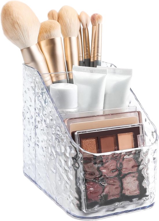 Aufbewahrungsständer Für Make Up Pinsel Transparentes Acryl 3 Fächer Pinselhalter Für Badezimmer, Schminktisch Und Schreibtisch 9 X 15 X 12 Cm