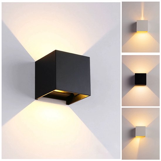 Schwarze Wandleuchte (1 Stück) Für Den Innen Und Außenbereich Nicht Wiederaufladbar 3000 K Außenleuchte 12 W Schutzart Ip65 10 X 10 X 10 Cm