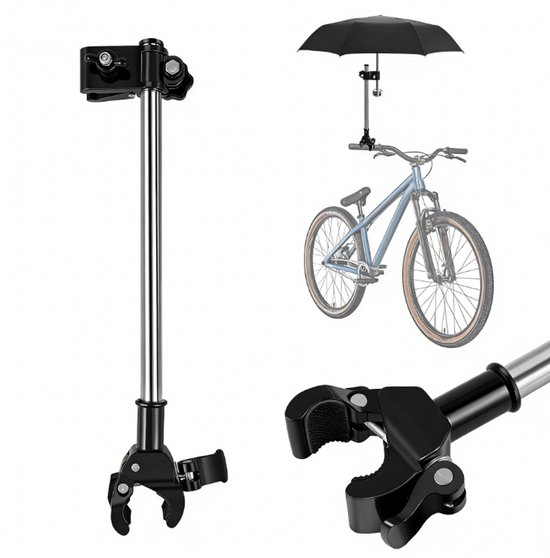 Schirmhalter Schirmhalterung Für Fahrräder Rahmenhalterung Für Fahrradschirme Verstellbarer Fahrradschirmclip Schirmständer Schwarz 36 Cm Hoch Ed