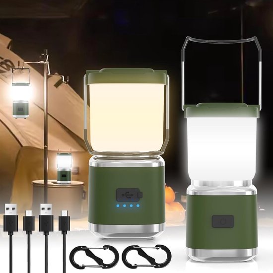 2 Stück 4 Zoll Campinglaternen (2000 Lumen) Wiederaufladbar Mit Rotlicht 20 Stunden Laufzeit Stufenlos Dimmbar Wasserdichte Notbeleuchtung Für Ca
