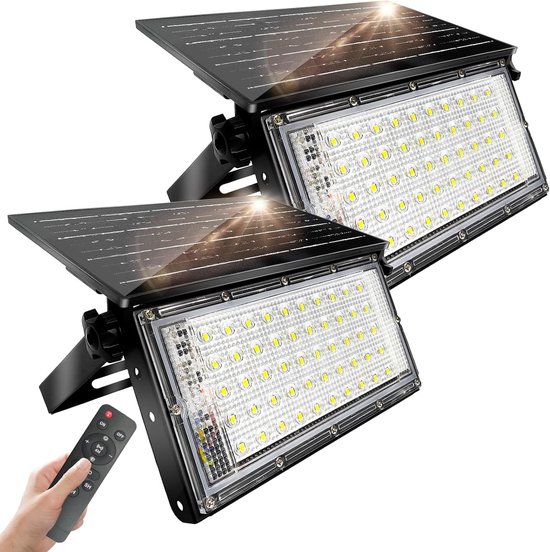 Solarbetriebene Außenleuchte, 50 W, Led Solarleuchte, Ip65, Wasserdicht, Mit Fernbedienung, Dimmbar, Solarbetriebene Sicherheitsleuchte Für Veran