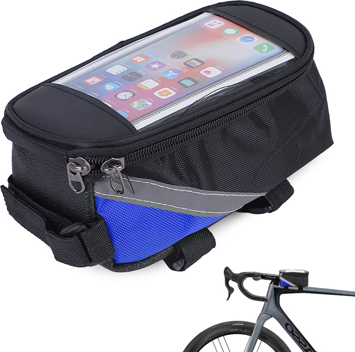 Handyhalterung Für Fahrradtasche – Wasserdicht – Schwarz/blau