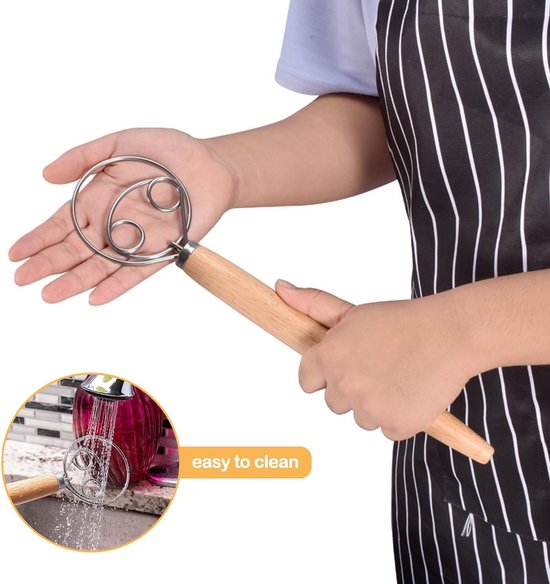 Teigknetmaschine Schneebesen Oval Schneebesen Mit Holzgriff Mixer Mit Edelstahl Schneebesen Für Brot Und Gebäckzubereitung Kurze Ausführung