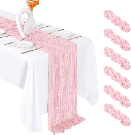 Tischläufer 6 Teilig 90 X 300 Cm Musselin Halbtransparent Tischdekoration Für Partys, Feste, Hochzeiten, Feiern, Junggesellinnenabschiede, Geburt
