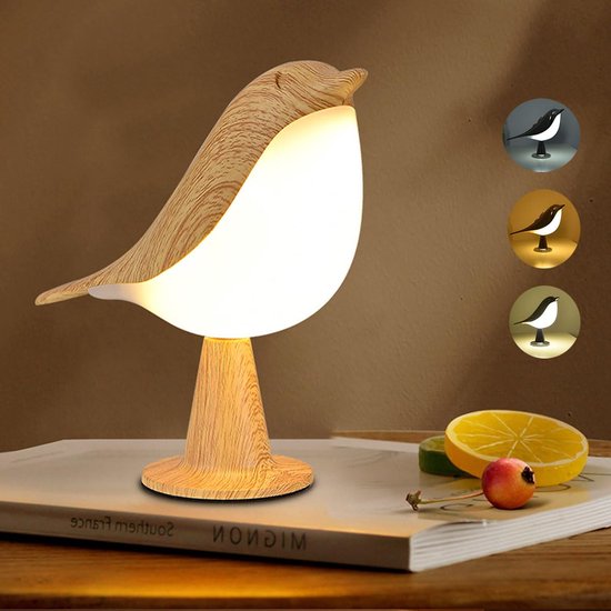Kleine, Kabellose Nachttischlampe Vogellampe Mit Berührungssensor Led Tischlampe Mit Touch Dimmer Nachttische Mit 3 Helligkeitsstufen Wiederaufla